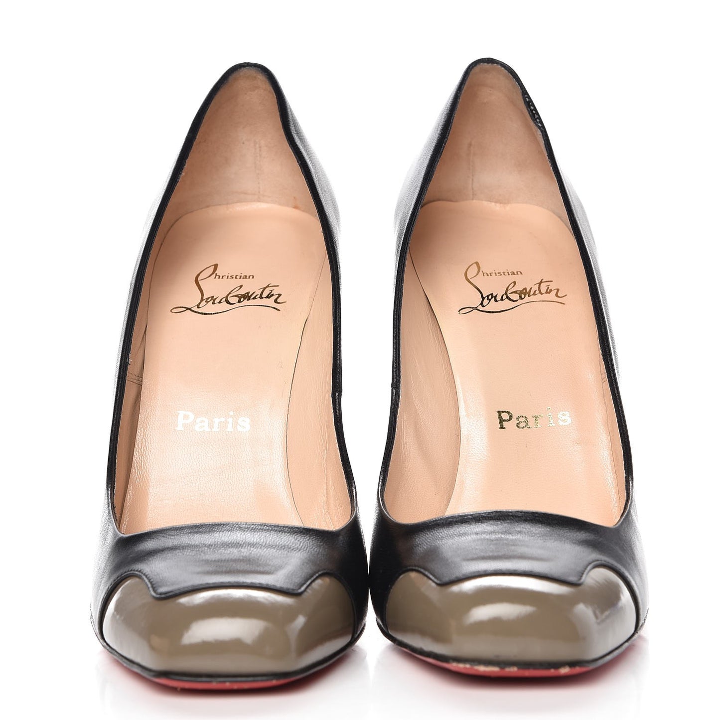 Patent Nappa Lady Grant 100 Cap Toe Pumps 40 Grey Black
