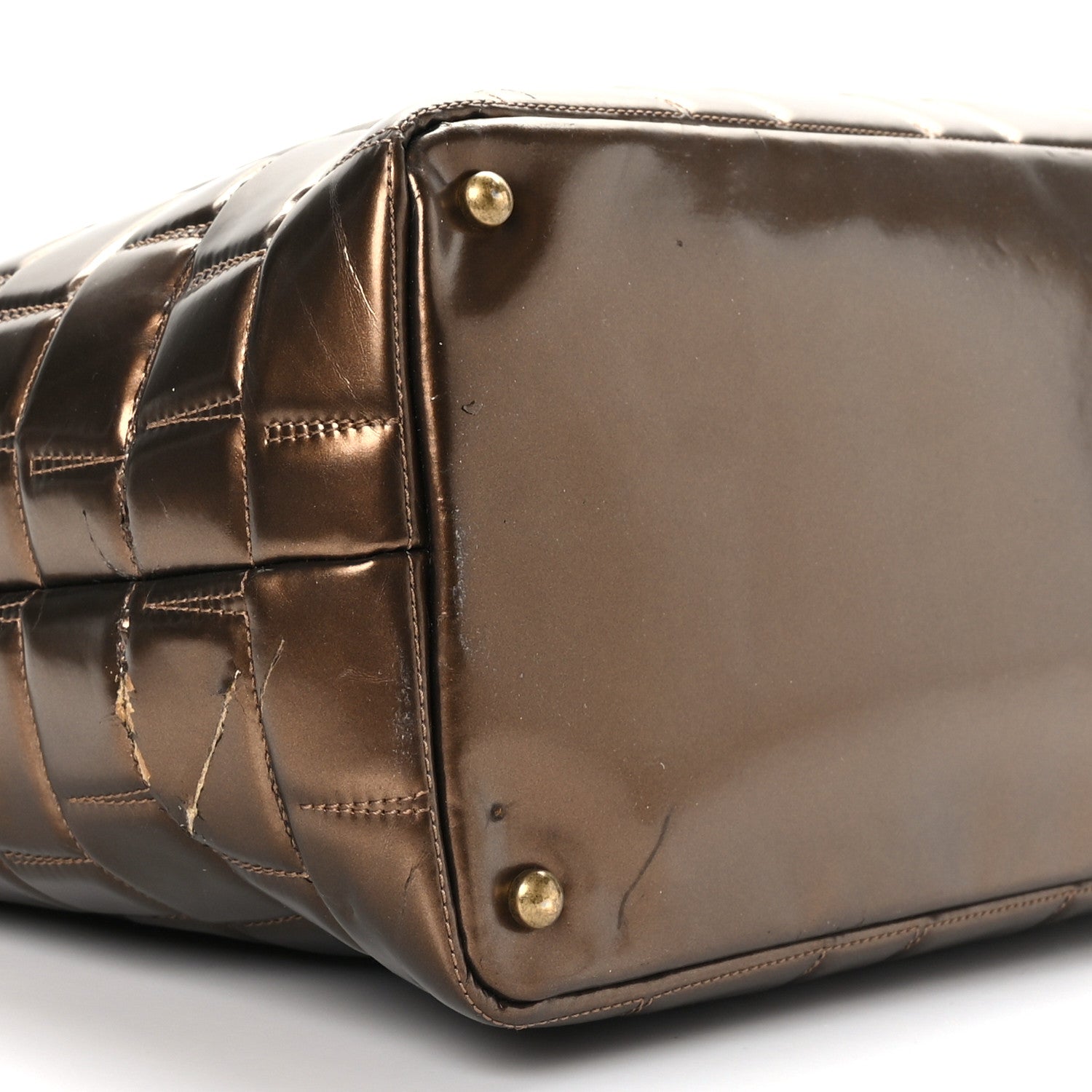 Chanel Vinyl Quilted Large Frozen Tote Bronze 8 of 9