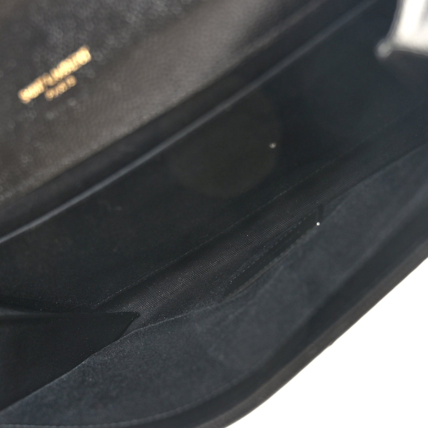 Grain De Poudre Matelasse Chevron Monogram Envelope Clutch Black