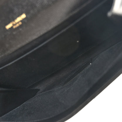 Saint Laurent Grain De Poudre Matelasse Chevron Monogram Envelope Clutch Black 4 of 7