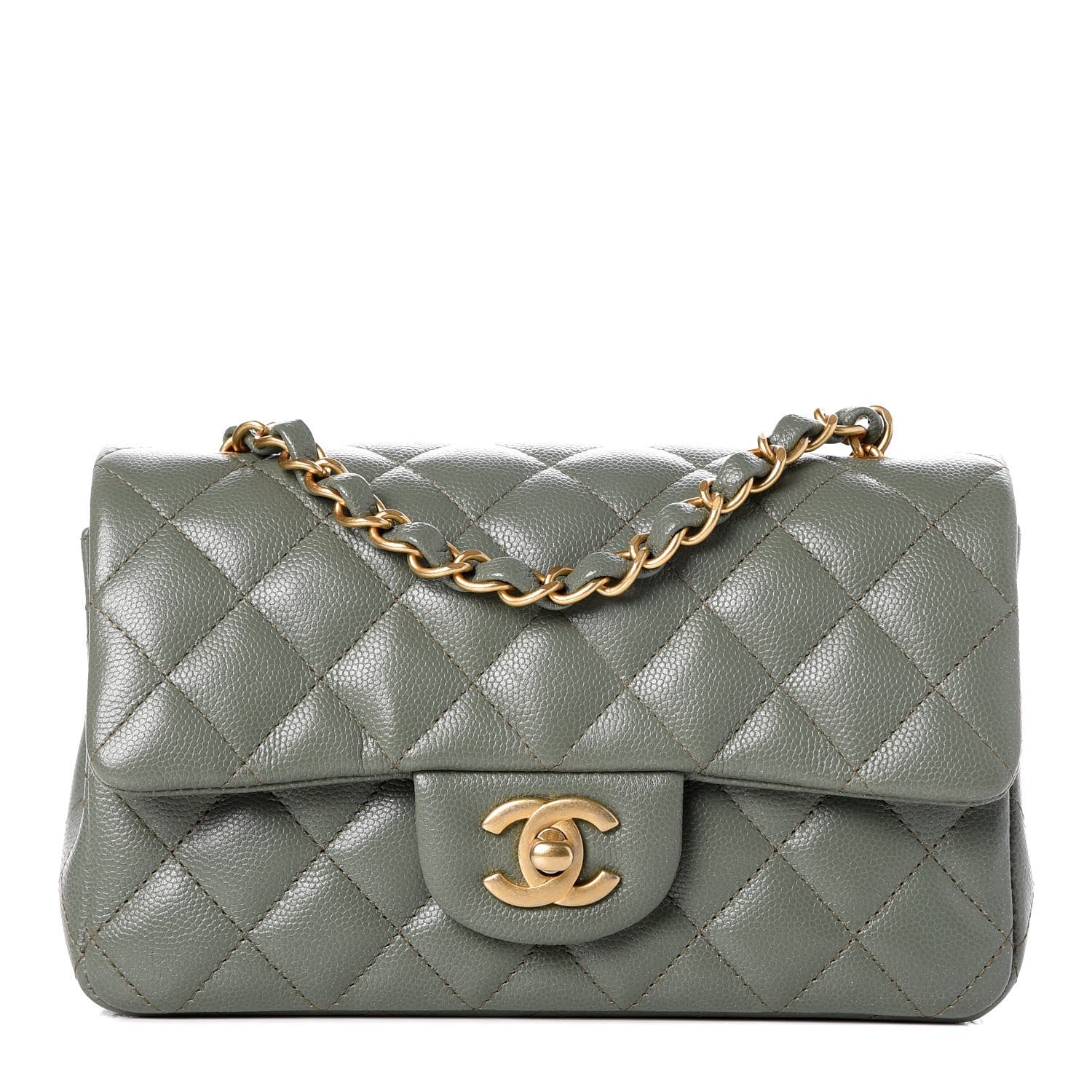 Chanel Iridescent Caviar Quilted Mini Rectangular Flap Green 1 of 8