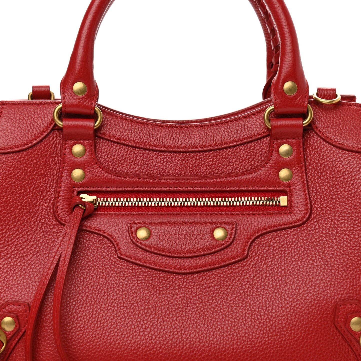 Grained Calfskin Neo Classic Gold Hardware S City Medium Red