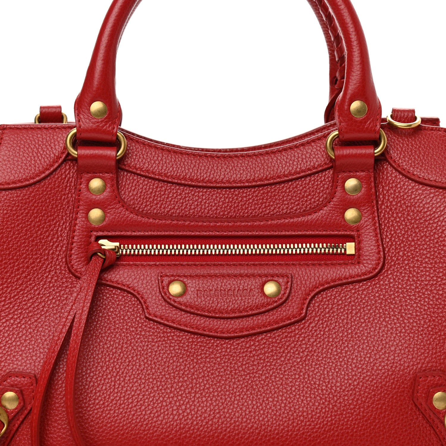 Balenciaga Grained Calfskin Neo Classic Gold Hardware S City Medium Red 7 of 10
