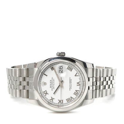 Rolex Stainless Steel 36mm Oyster Perpetual Datejust Watch White Roman 116200 2 of 5