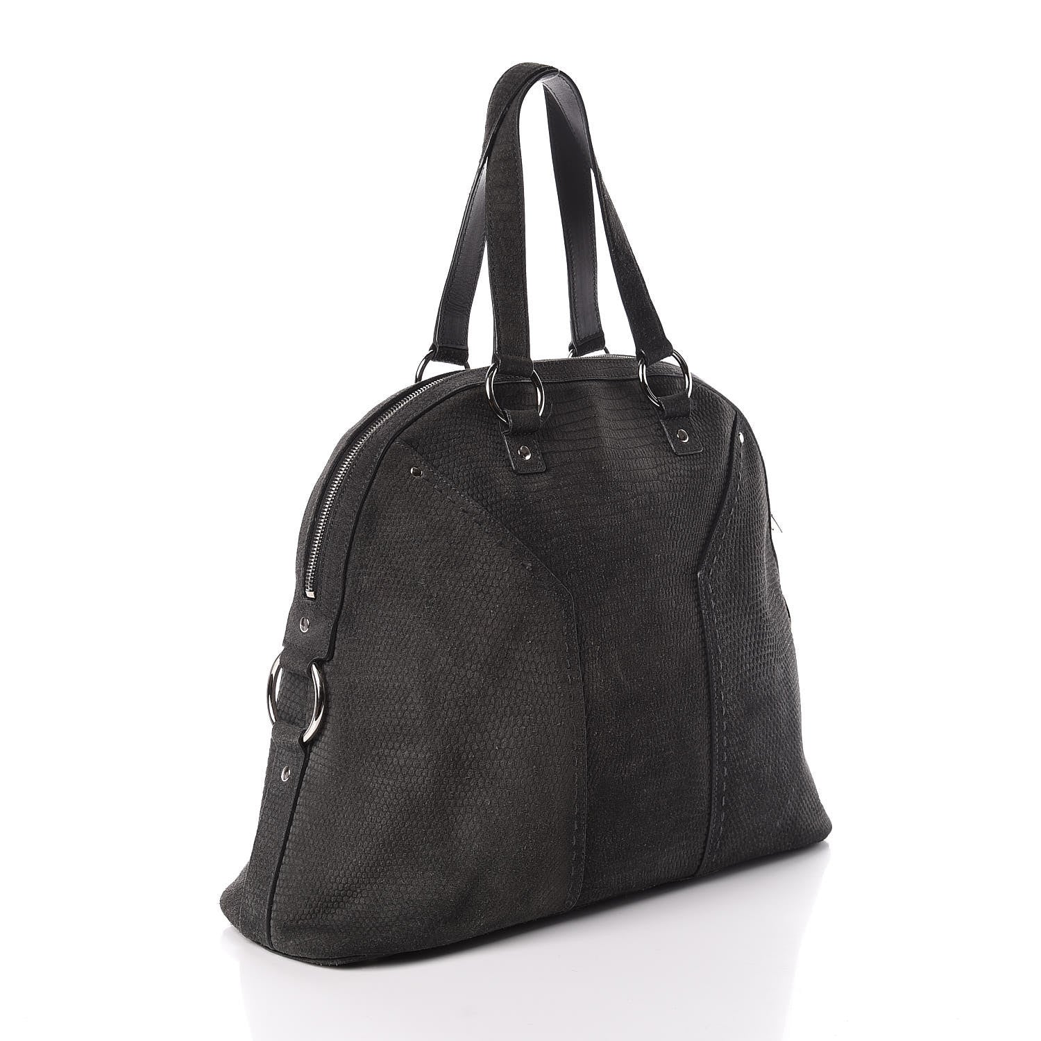 Saint Laurent Nubuck Lizard Embossed Oversized Muse Grey 3 of 12