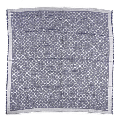 Louis Vuitton Wool Silk Monogram Denim Shawl Blue 1 of 3