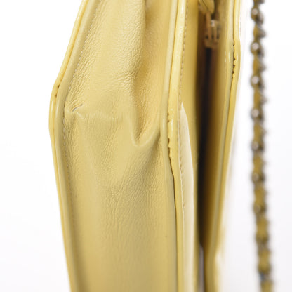 Chanel Patent CC Compact Wallet on Chain WOC Yellow 16 of 16