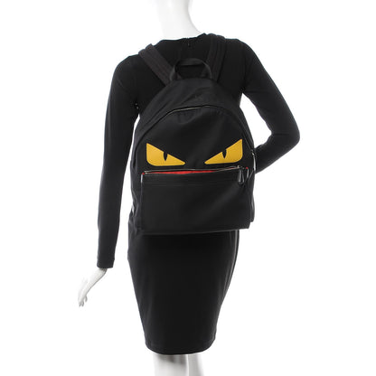 Fendi Nylon Vitello Elite Monster Eyes Rounded Backpack Black Yellow 2 of 7