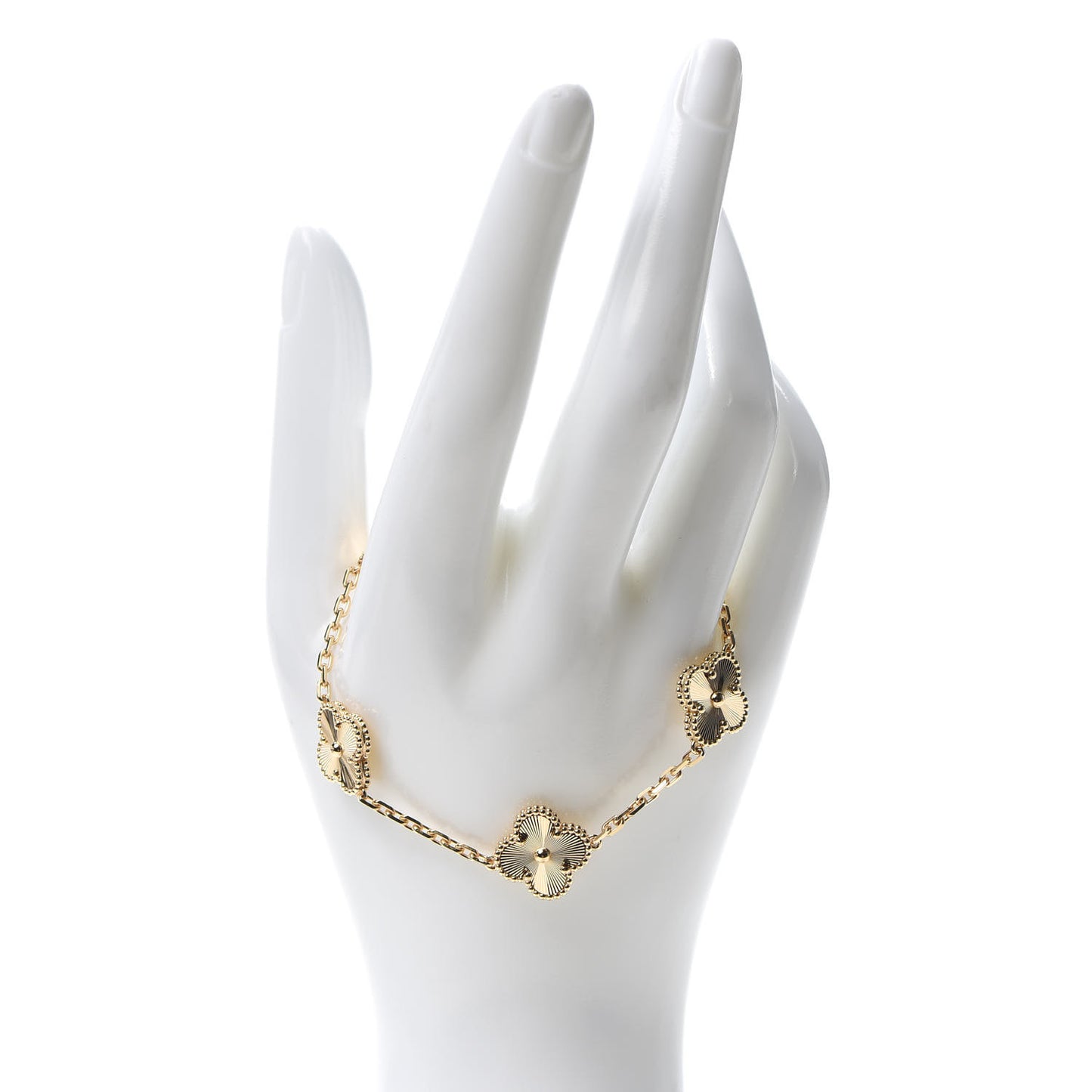 18K Yellow Gold 5 Motifs Guilloche Vintage Alhambra Bracelet
