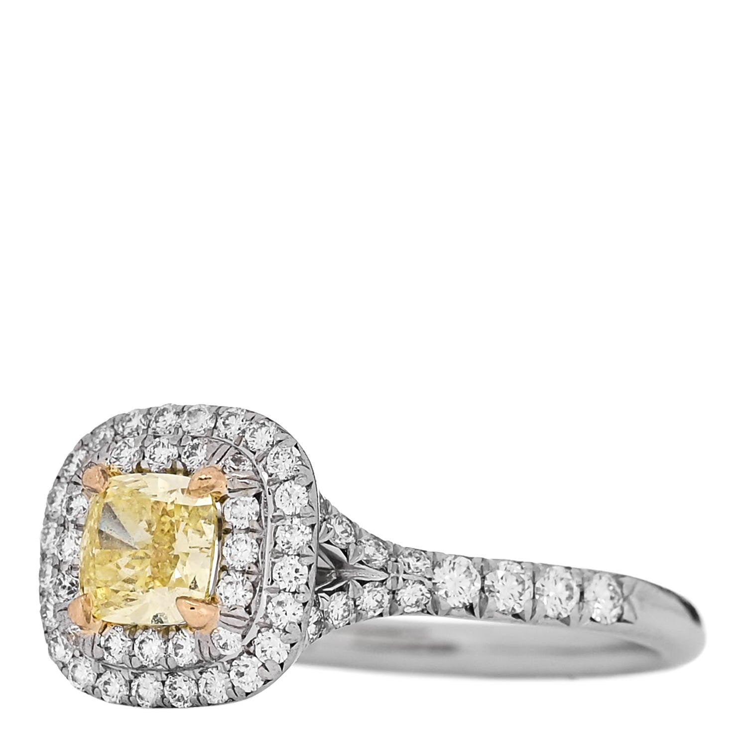 Tiffany Platinum 18K Yellow Gold Fancy Yellow Diamond .47ct Soleste Engagement Ring 50 5.25 3 of 7