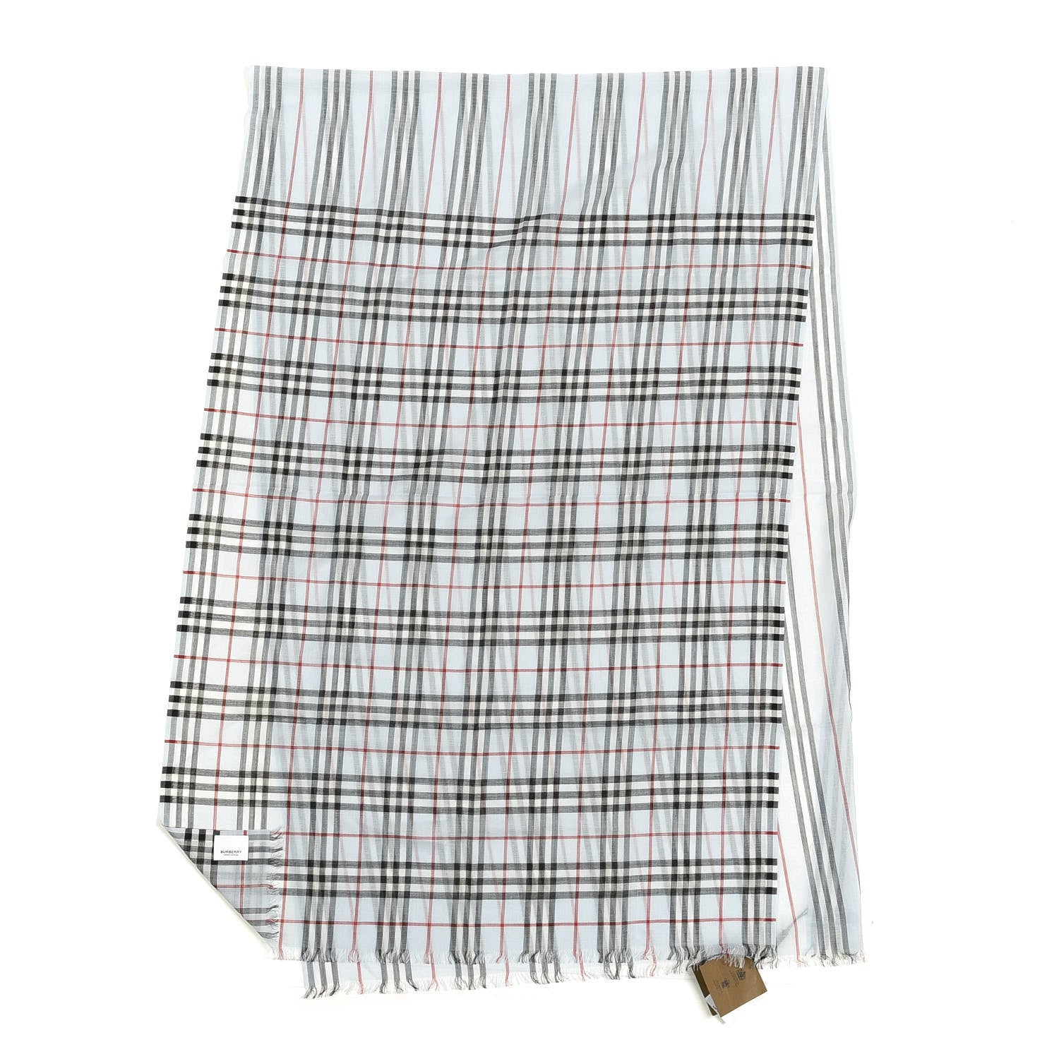 Burberry Wool Silk Icon Stripe Vintage Check Lightweight Scarf Blue 1 of 4