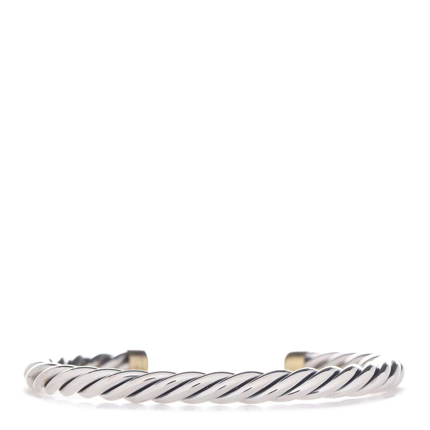 Sterling Silver 18K Yellow Gold 6mm Cable Classic Cuff Bracelet