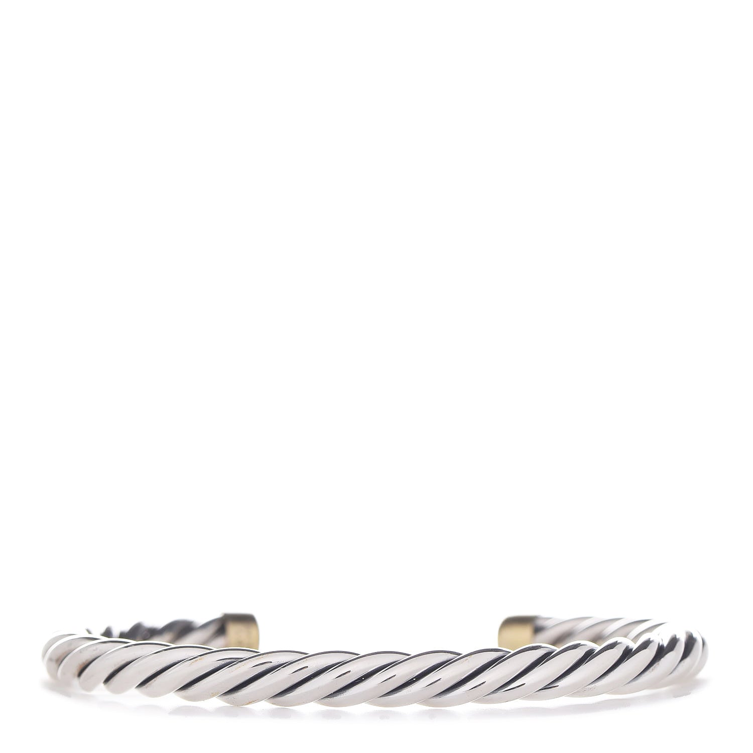 David Yurman Sterling Silver 18K Yellow Gold 6mm Cable Classic Cuff Bracelet 1 of 5