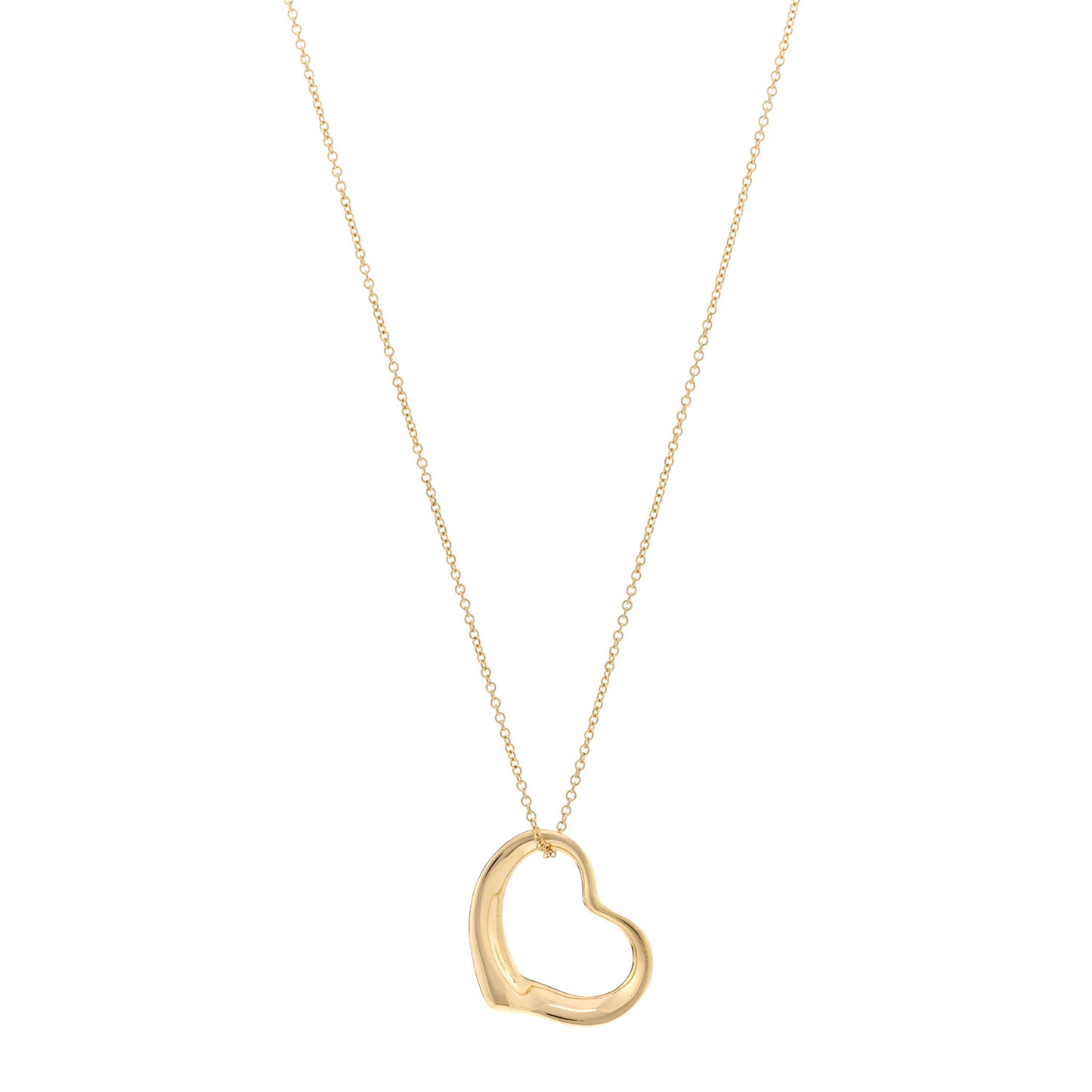 18K Yellow Gold 22mm Elsa Peretti Open Heart Pendant Necklace