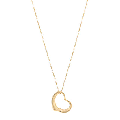 Tiffany 18K Yellow Gold 22mm Elsa Peretti Open Heart Pendant Necklace 1 of 4