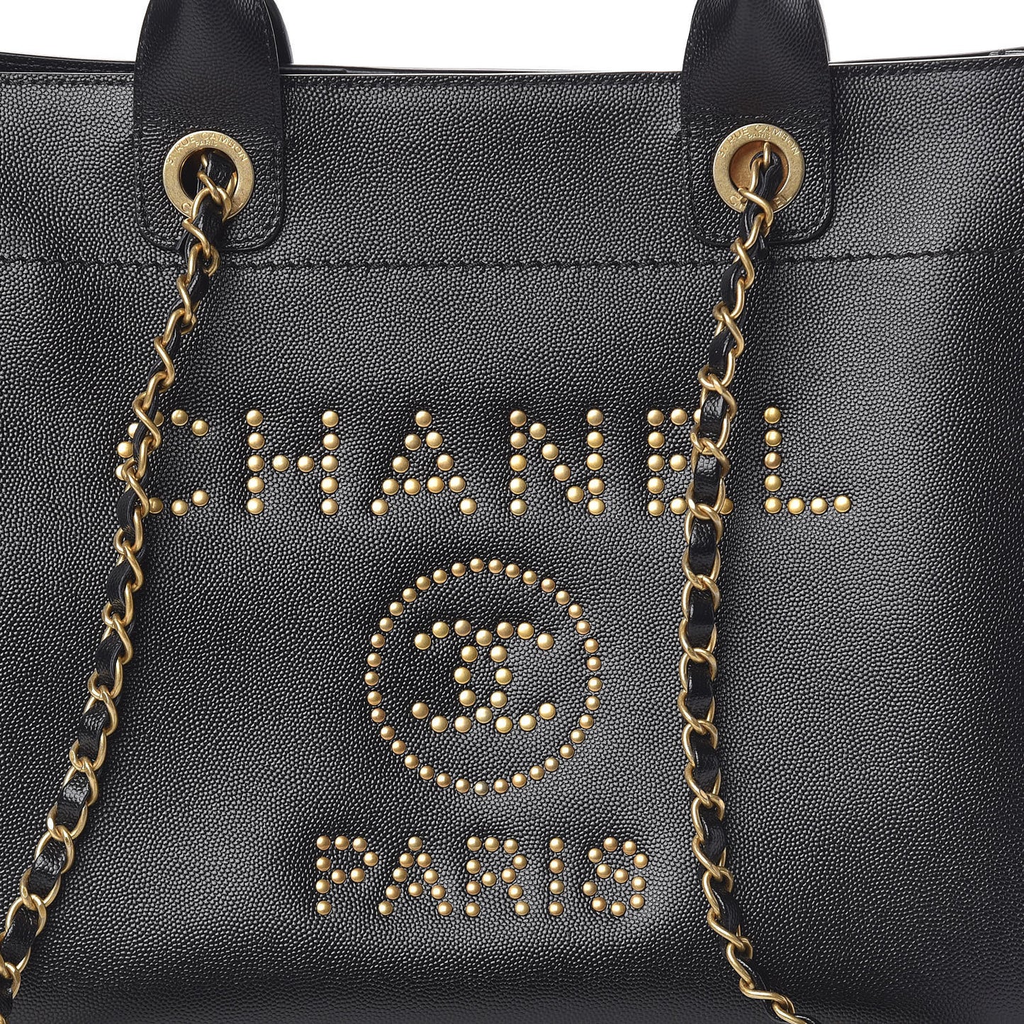 Caviar Small Studded Deauville Tote Black