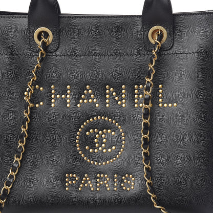 Chanel Caviar Small Studded Deauville Tote Black 15 of 16