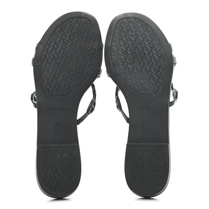 Hermes Rubber Chaine d'Ancre Rivage Sandals 38 Black 5 of 7