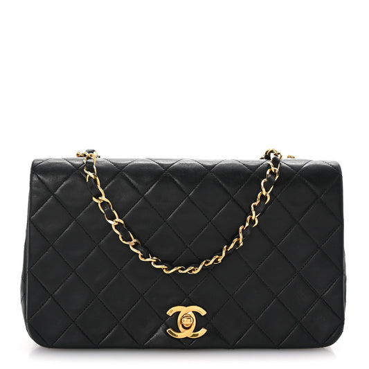 Lambskin Quilted Small Single Flap Black