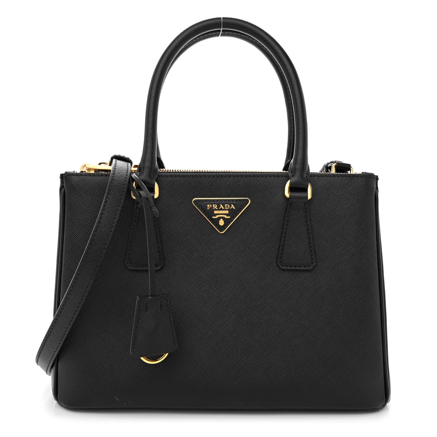 Saffiano Small Galleria Double Zip Tote Black