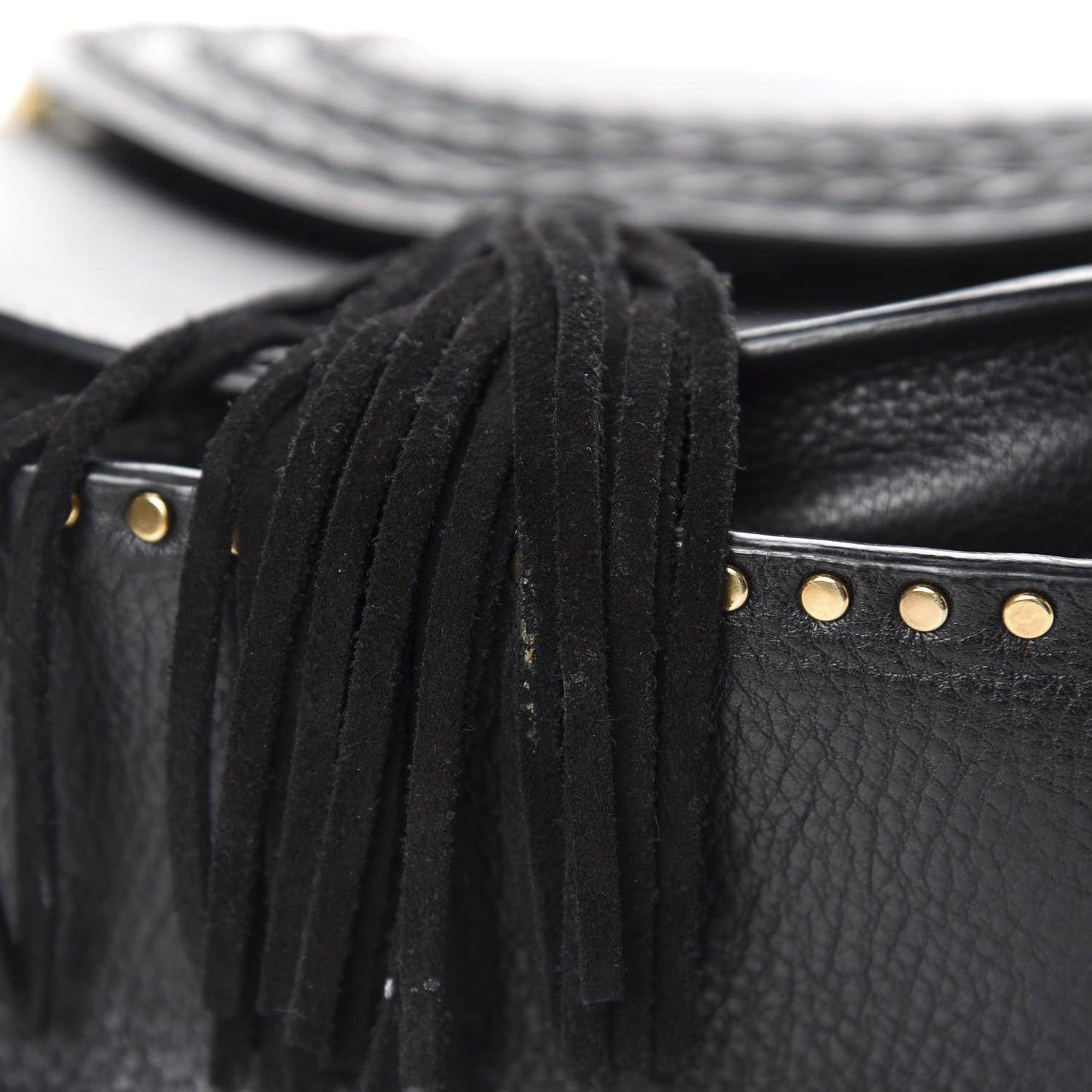 Suede Braided Small Hudson Shoulder Bag Black