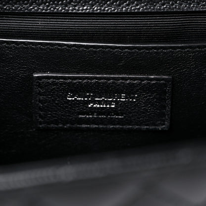 Saint Laurent Grain De Poudre Textured Mixed Matelasse Triquilt Medium Monogram Satchel Black 7 of 10