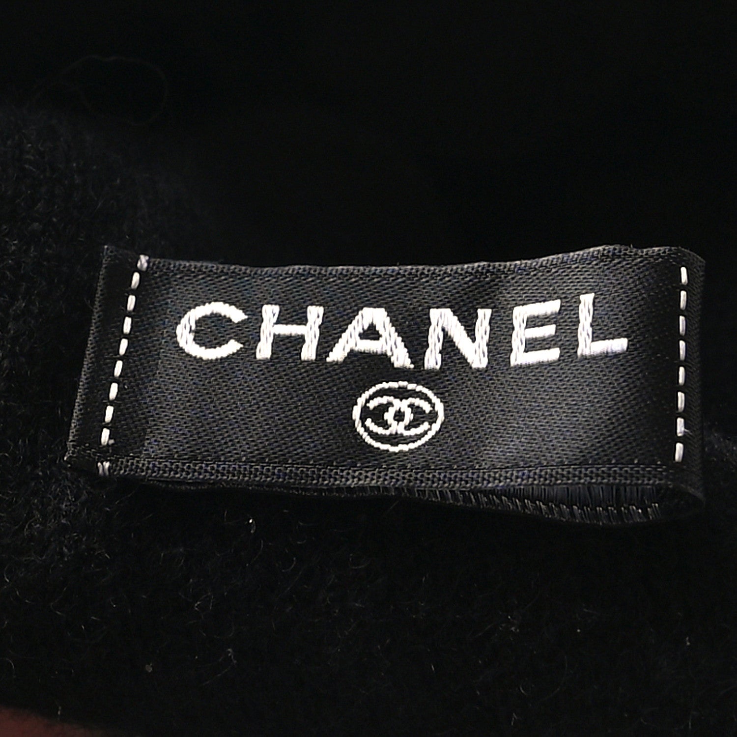 Chanel Cashmere CC Beanie Hat Black White 5 of 5