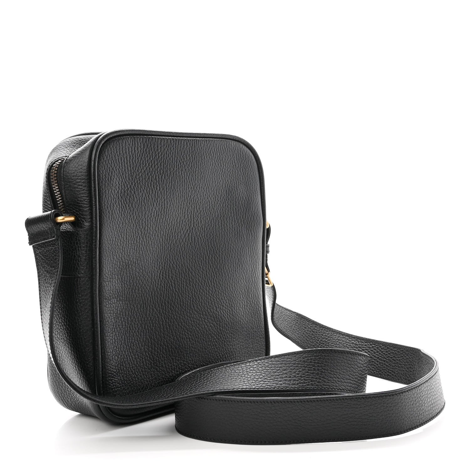 Gucci Grained Calfskin Logo Messenger Bag Black 3 of 11