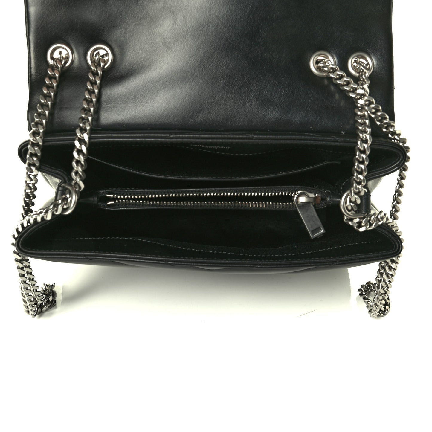 Calfskin Y Quilted Monogram Small Loulou Chain Satchel Black
