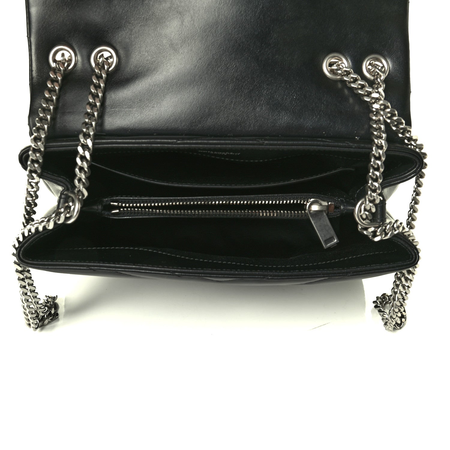Saint Laurent Calfskin Y Quilted Monogram Small Loulou Chain Satchel Black 4 of 4