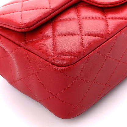 Chanel Lambskin Quilted Mini Rectangular Flap Red 10 of 12