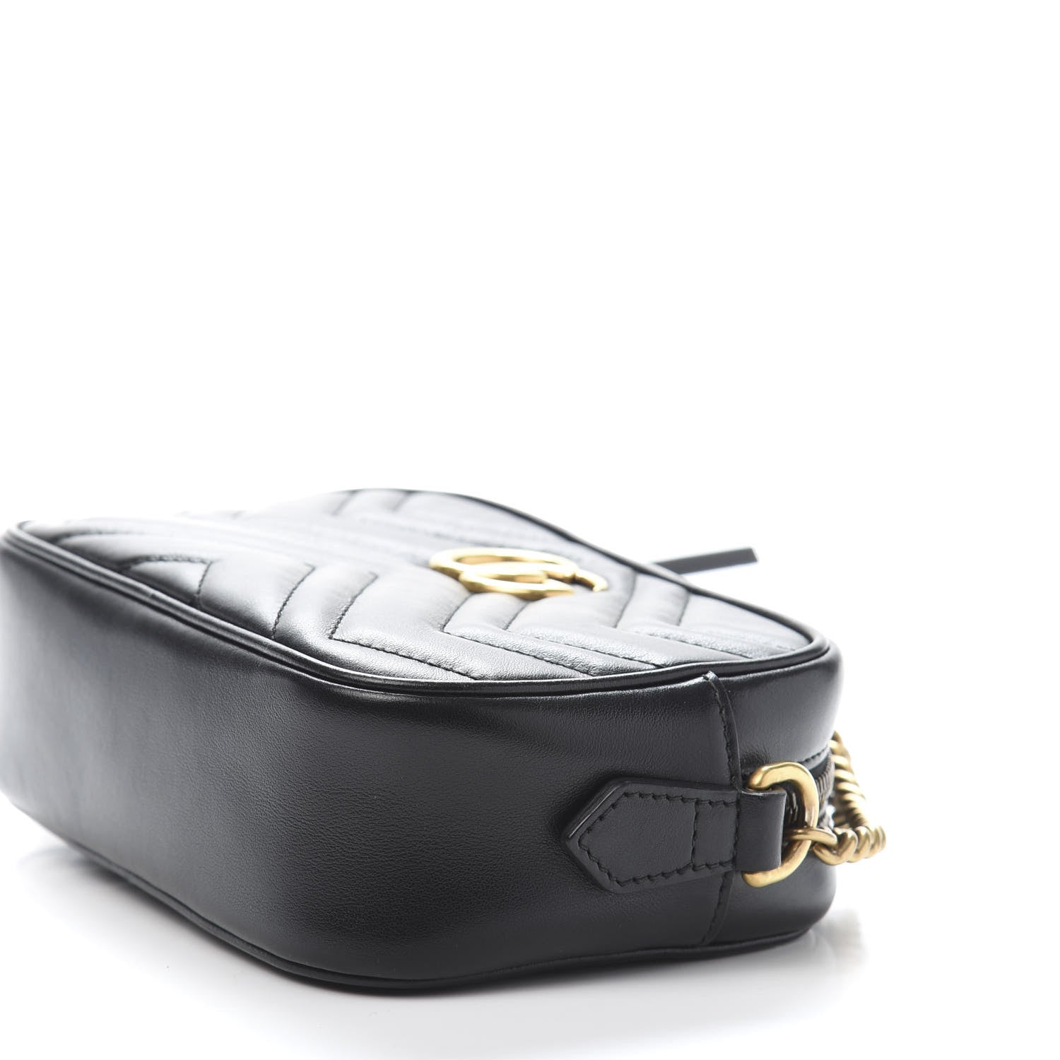 Gucci Calfskin Matelasse Mini GG Marmont Chain Shoulder Bag Black 10 of 11