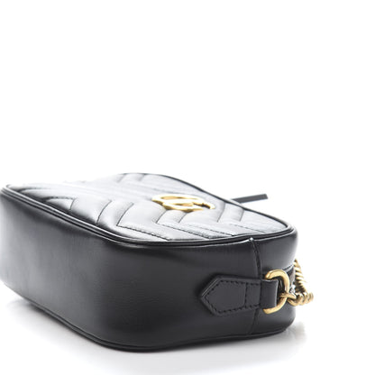 Gucci Calfskin Matelasse Mini GG Marmont Chain Shoulder Bag Black 10 of 11