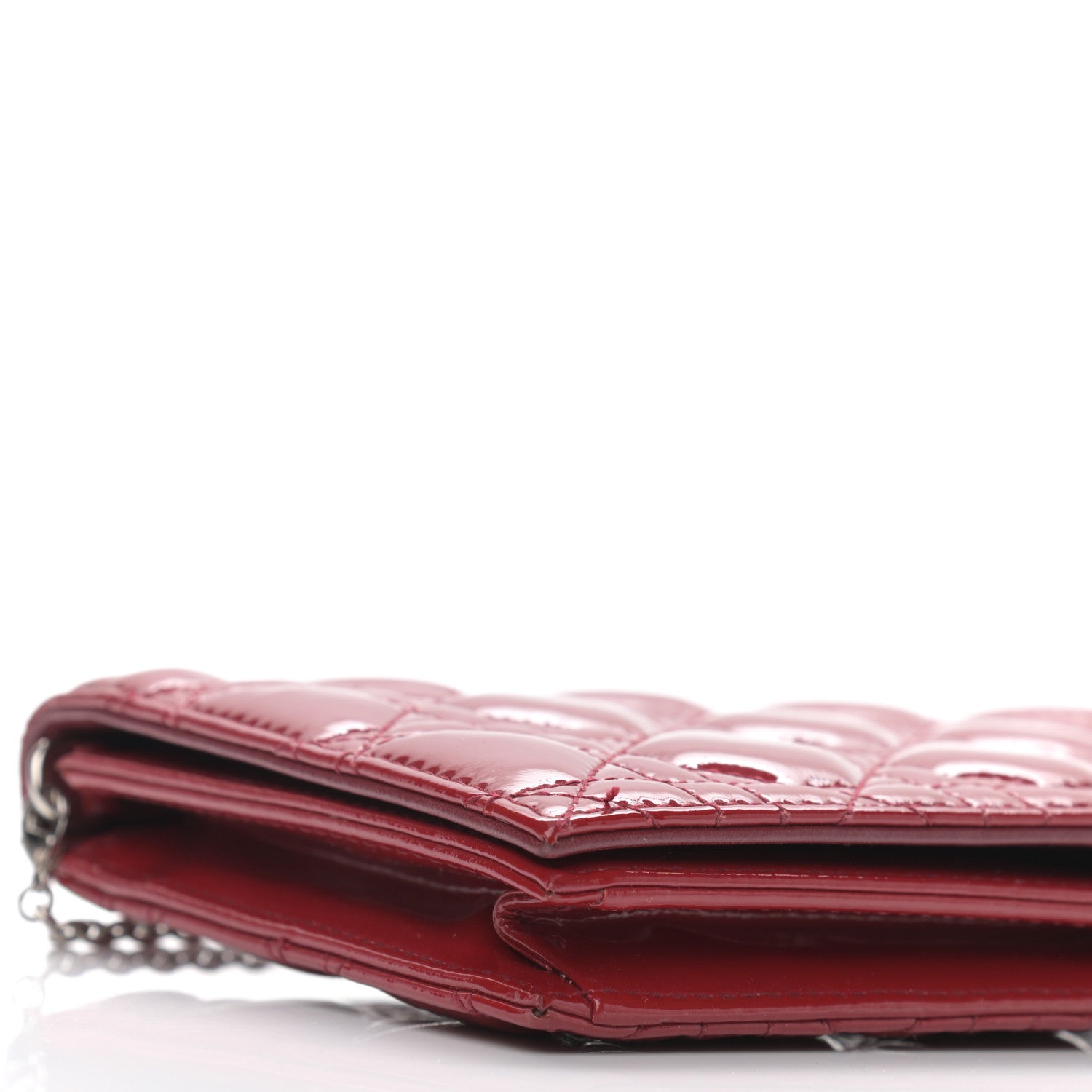 Christian Dior Patent Cannage Rendezvous Chain Wallet Red 5 of 11