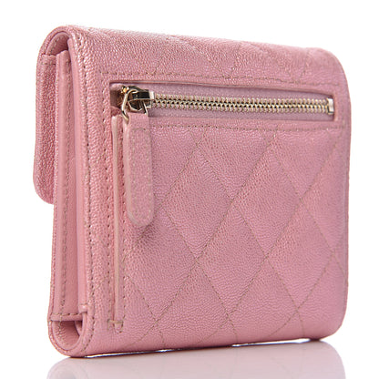 Chanel Iridescent Caviar Quilted Compact Flap Wallet Pink 3 of 7