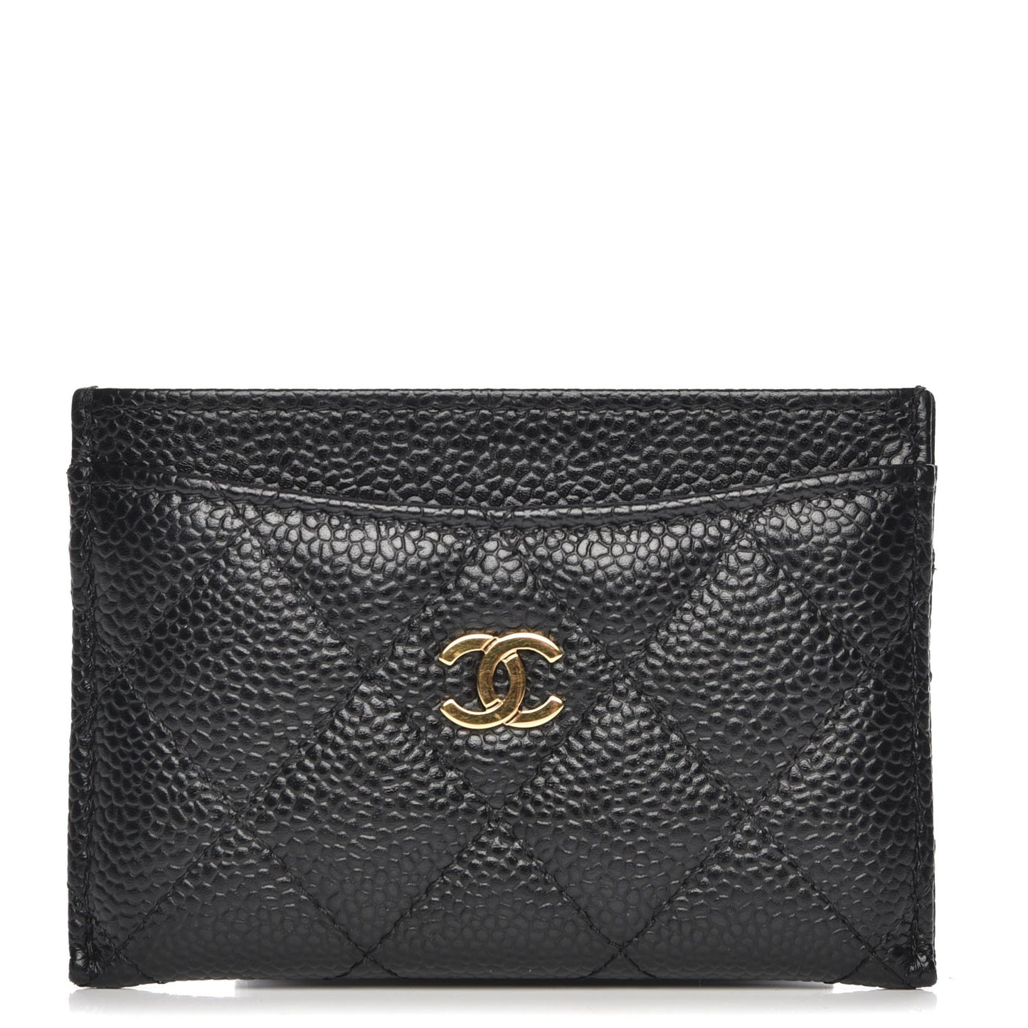 Caviar Quilted Card Holder Black