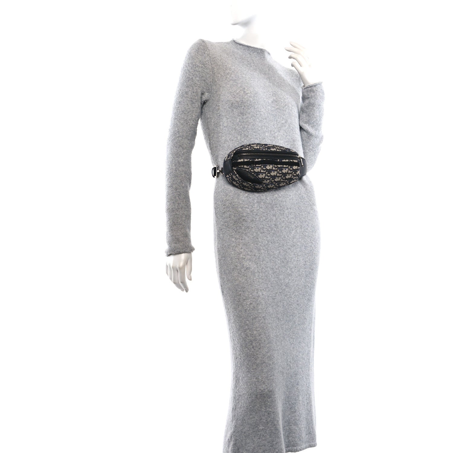 Christian Dior Grained Calfskin Oblique Scarab Sling Bag Blue Black 2 of 10