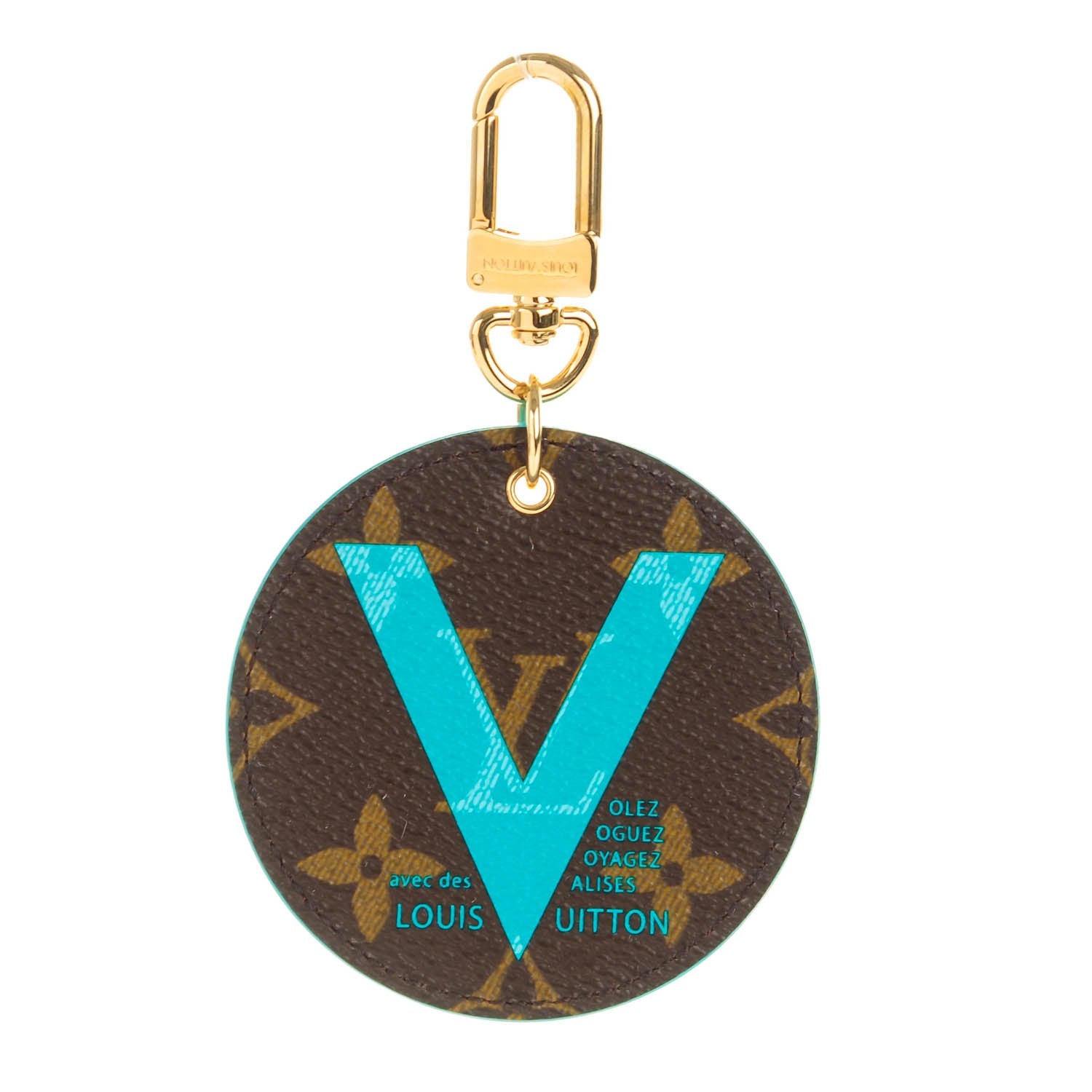 Louis Vuitton Monogram Illustre V Bag Charm Key Ring Turquoise 1 of 5