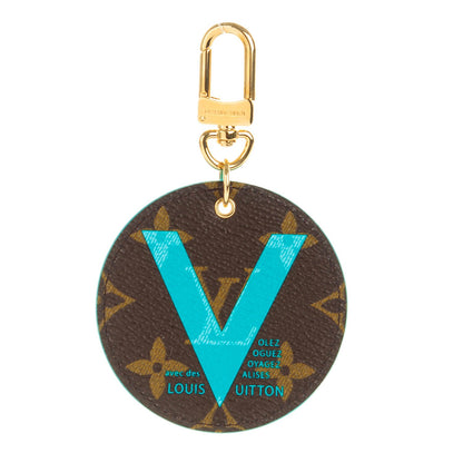 Louis Vuitton Monogram Illustre V Bag Charm Key Ring Turquoise 1 of 5