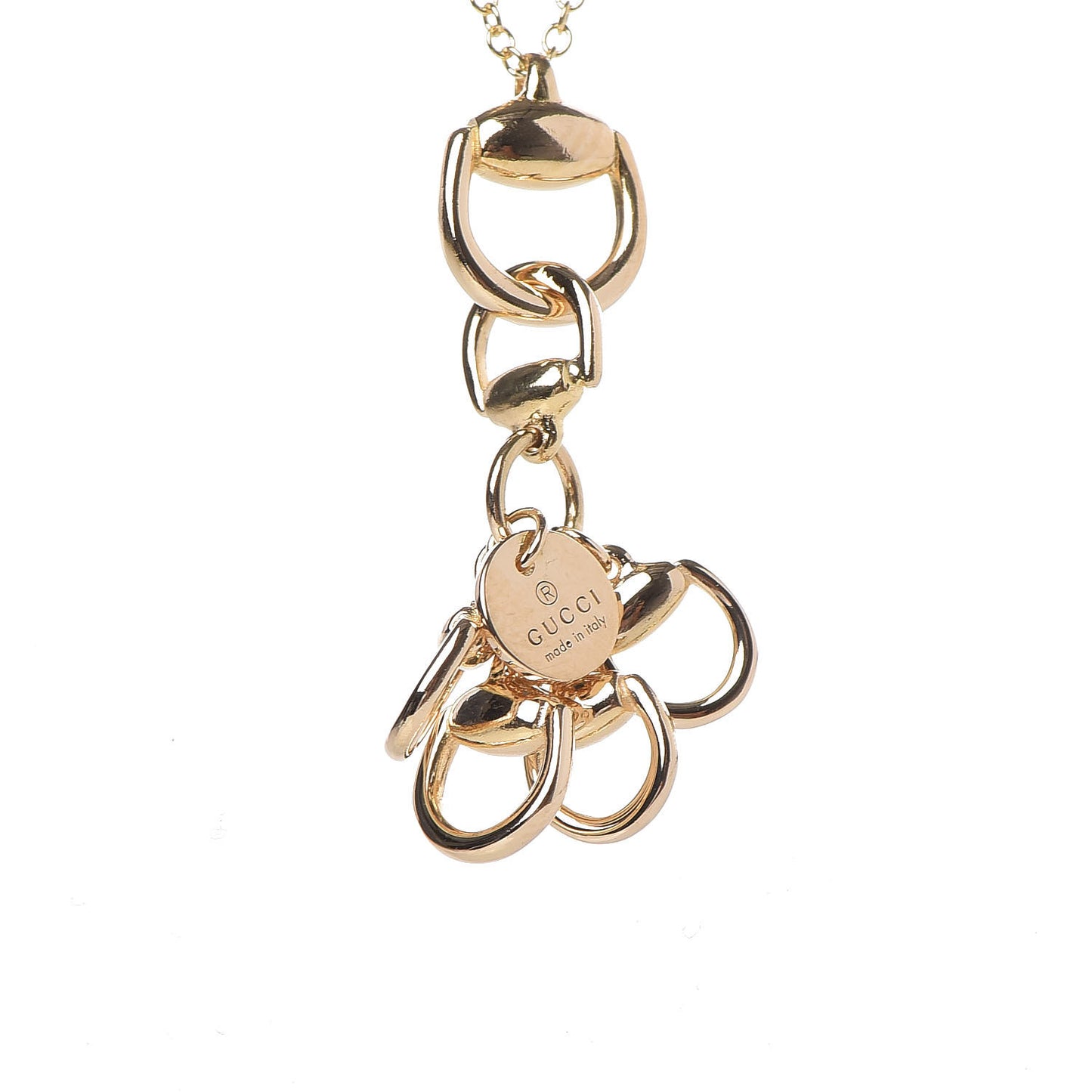 18K Yellow Gold Multi Horsebit Pendant Necklace