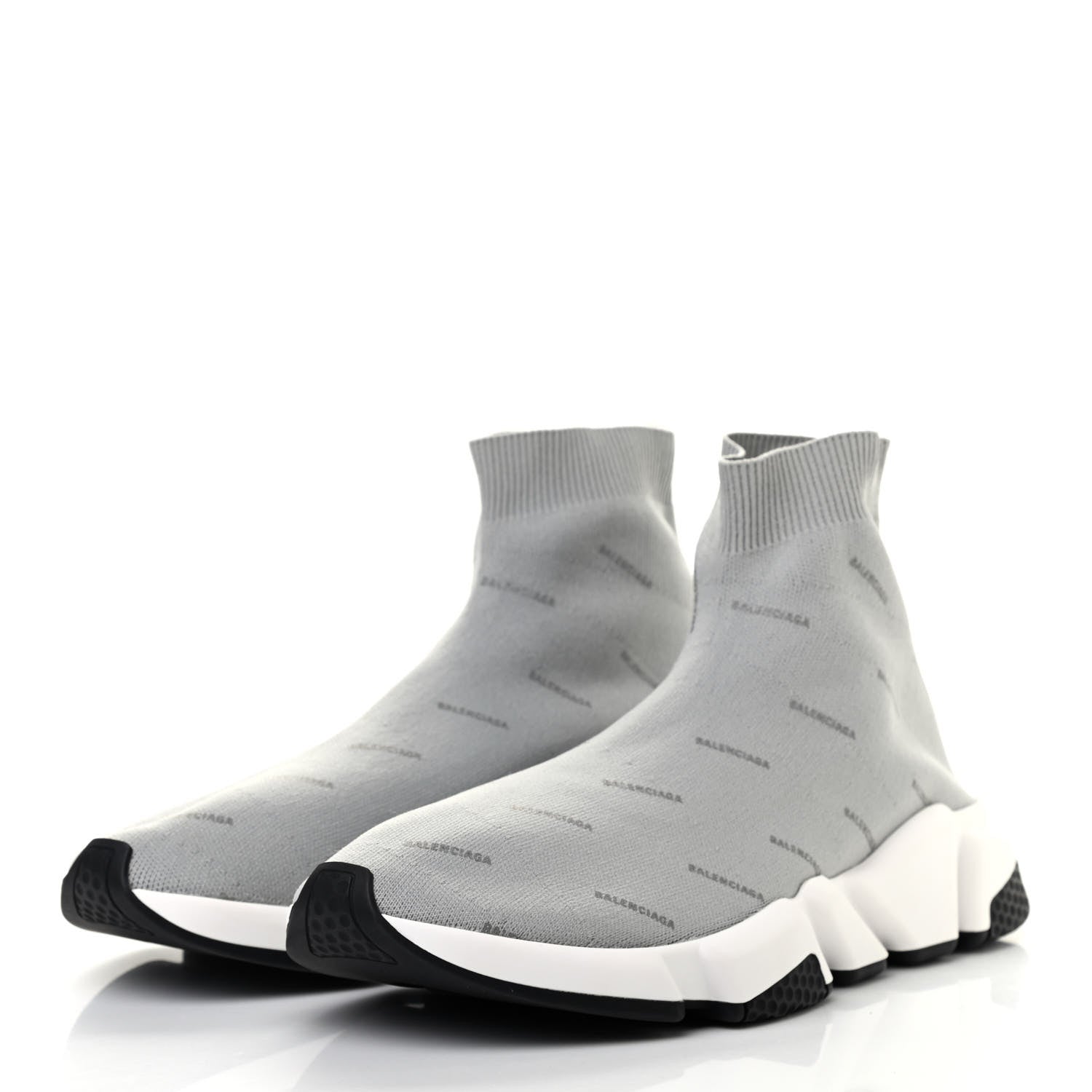 Balenciaga Neoprene Knit Allover Logo Mens Speed Sneakers 43 Grey 3 of 6
