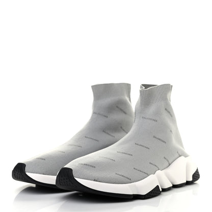Balenciaga Neoprene Knit Allover Logo Mens Speed Sneakers 43 Grey 3 of 6