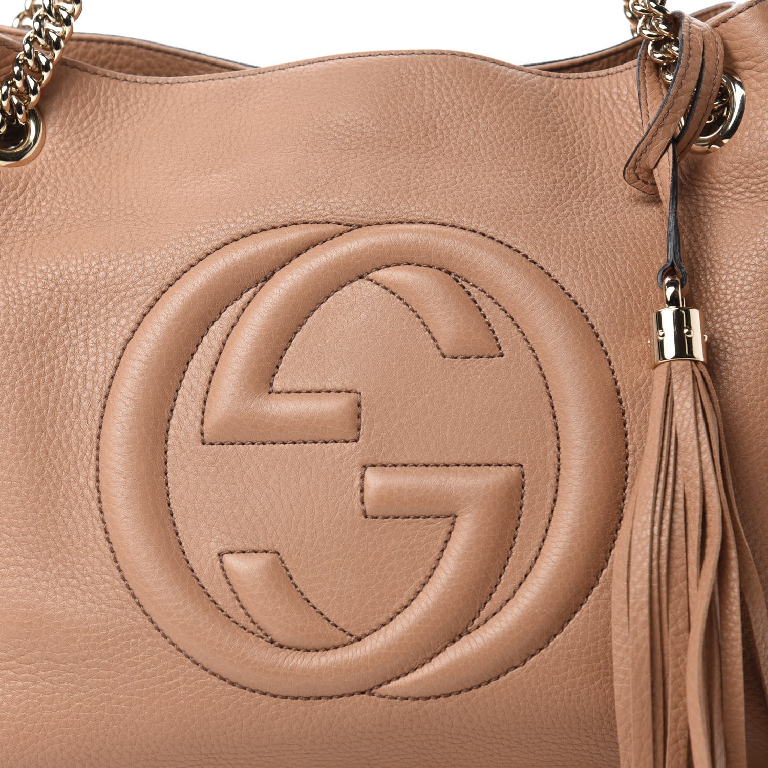 Gucci Pebbled Calfskin Medium Soho Chain Shoulder Bag Rose Beige 12 of 12