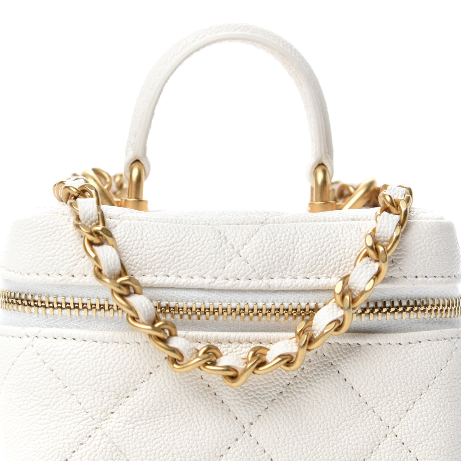 Chanel Caviar Quilted Mini Top Handle Vanity With Chain White 10 of 10