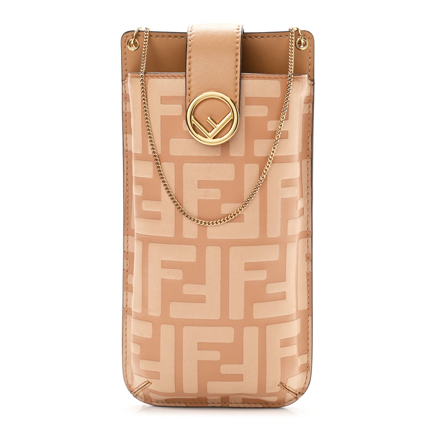 Vitello Termosport F is Fendi FF 1974 Embossed Phone Pouch Miele Scuro