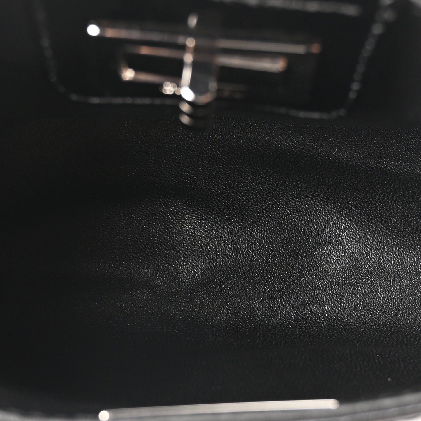 Patent Mademoiselle Lock Convertible Wrist Clutch Bag Black