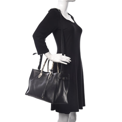 Balenciaga Calfskin Elaphe Snakeskin Padlock Nude Work S Top Handle Black 3 of 11