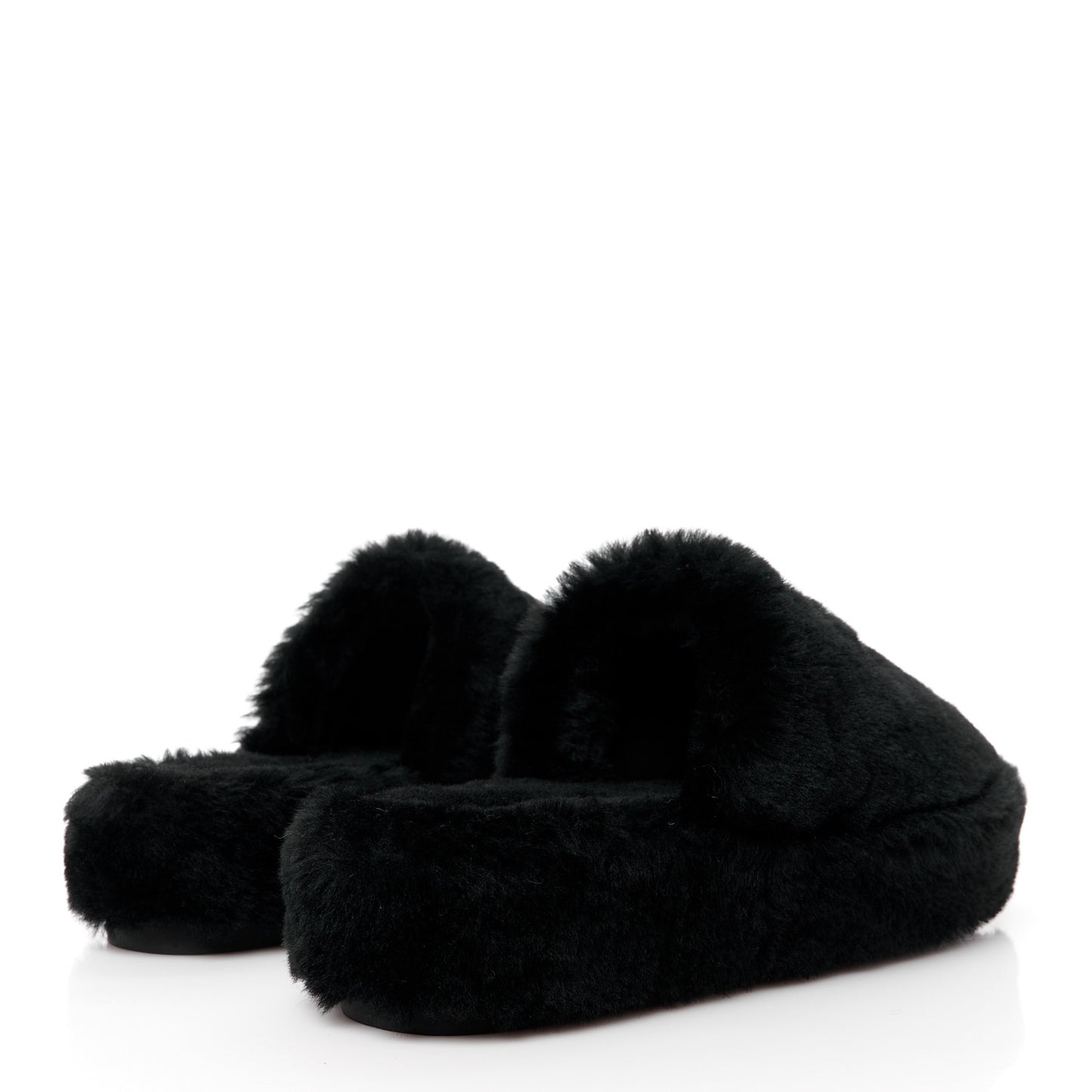 Shearling CC Flat Mules 40 Black