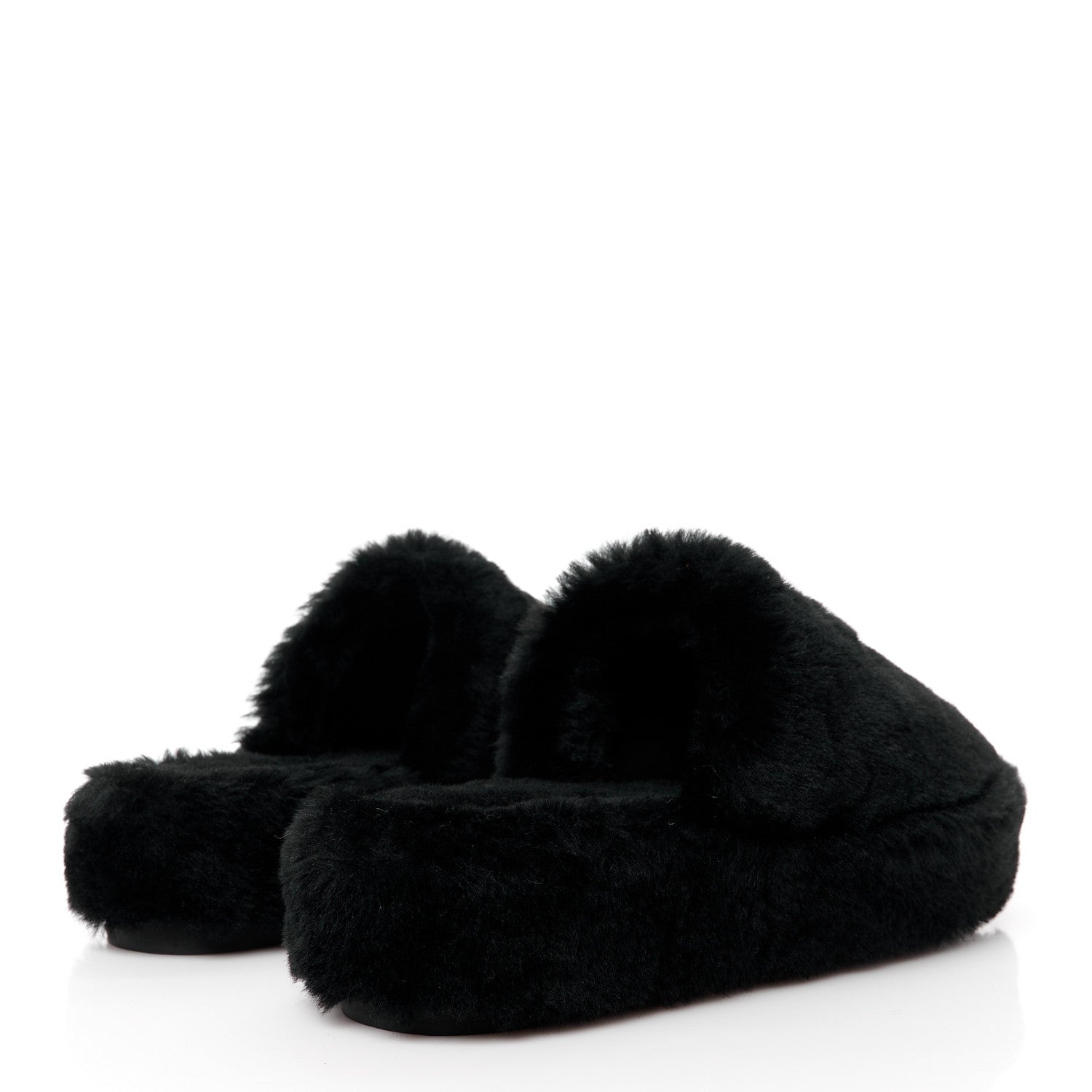 Chanel Shearling CC Flat Mules 40 Black 4 of 8