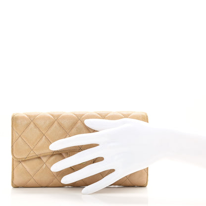 Chanel Iridescent Caviar Quilted Long Gusset Flap Wallet Beige 2 of 12